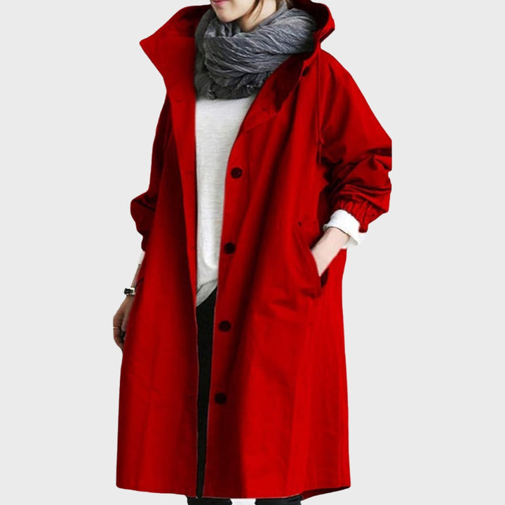 Women's Slim Lightweight Waterproof Trenchcoat in Red