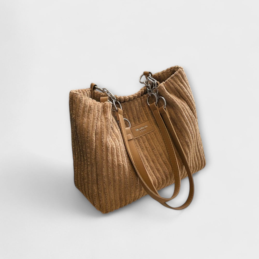 Women's Soft Corduroy Shoulder Bag for Every Day in Khaki