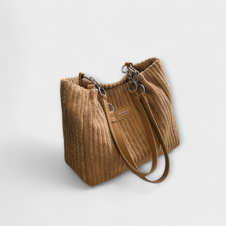 Women's Soft Corduroy Shoulder Bag for Every Day in Khaki