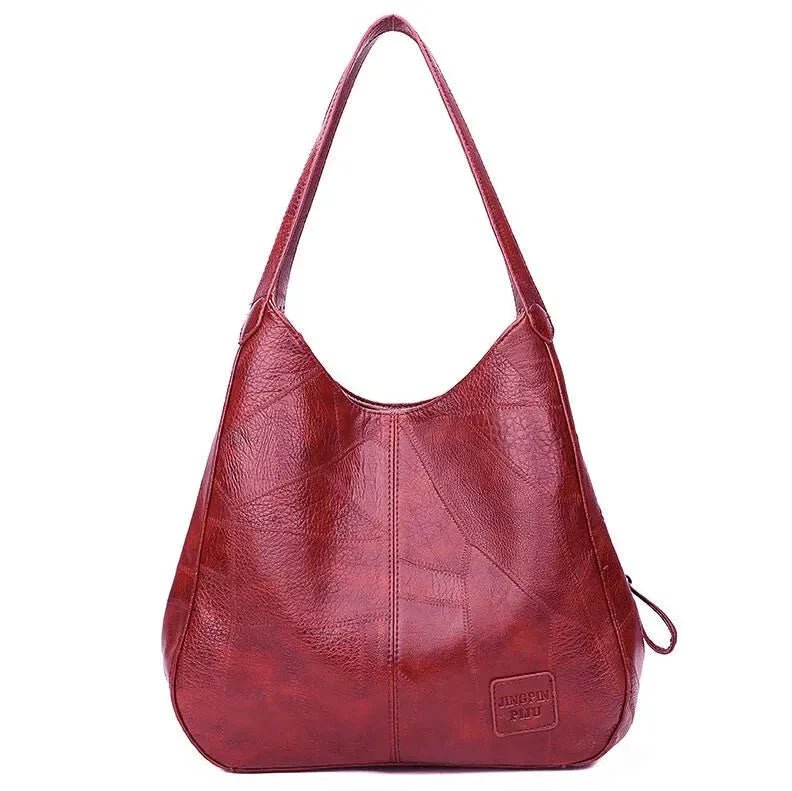 Women's Soft Faux Leather Vintage Hobo Bag in Red