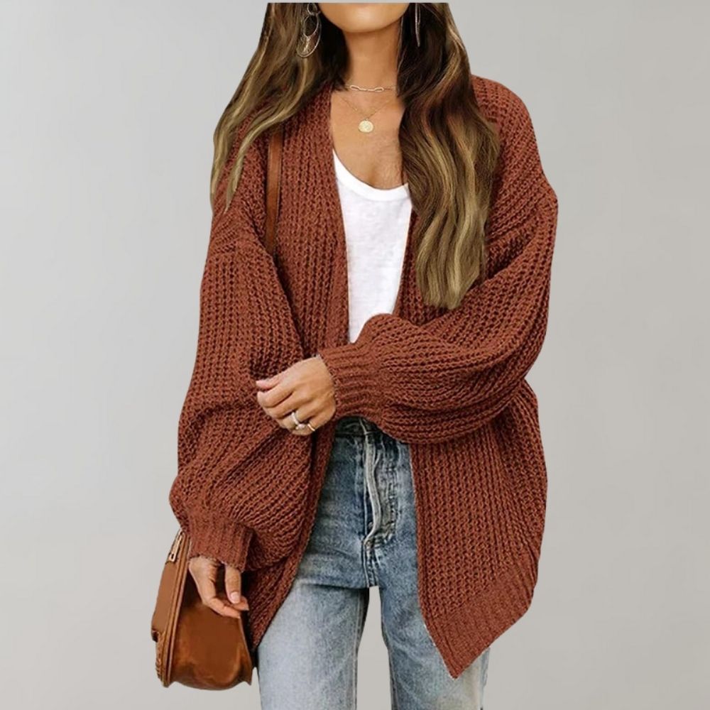 Women's Soft Knit Cardigan for Everyday in Kaffee