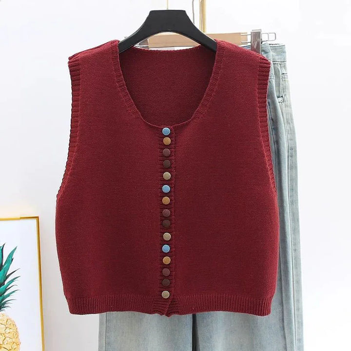 Women's Soft Knit Layering Vest in Burgundy