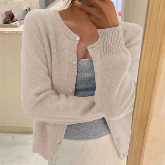Women's Soft Versatile Knit Cardigan in Aprikose