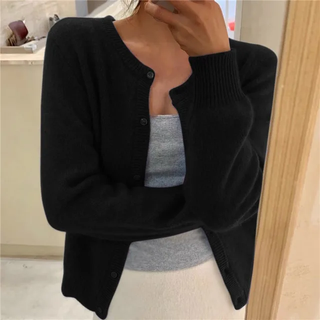 Women's Soft Versatile Knit Cardigan in Black