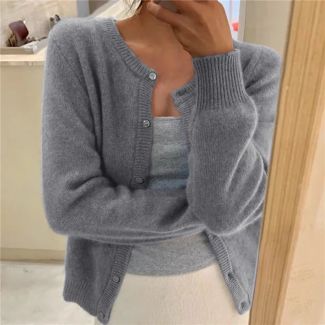 Women's Soft Versatile Knit Cardigan in Grey
