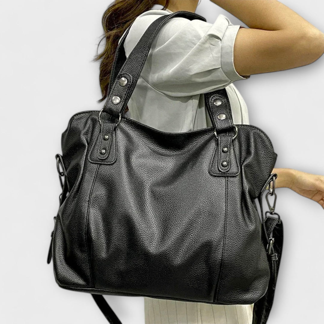 Women's Spacious Structured Leather Tote Bag with Strap (3)