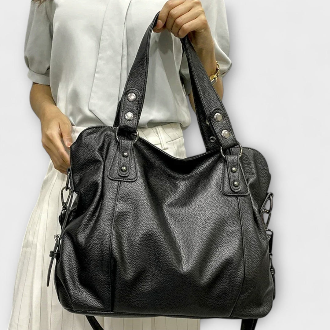 Women's Spacious Structured Leather Tote Bag with Strap (4)