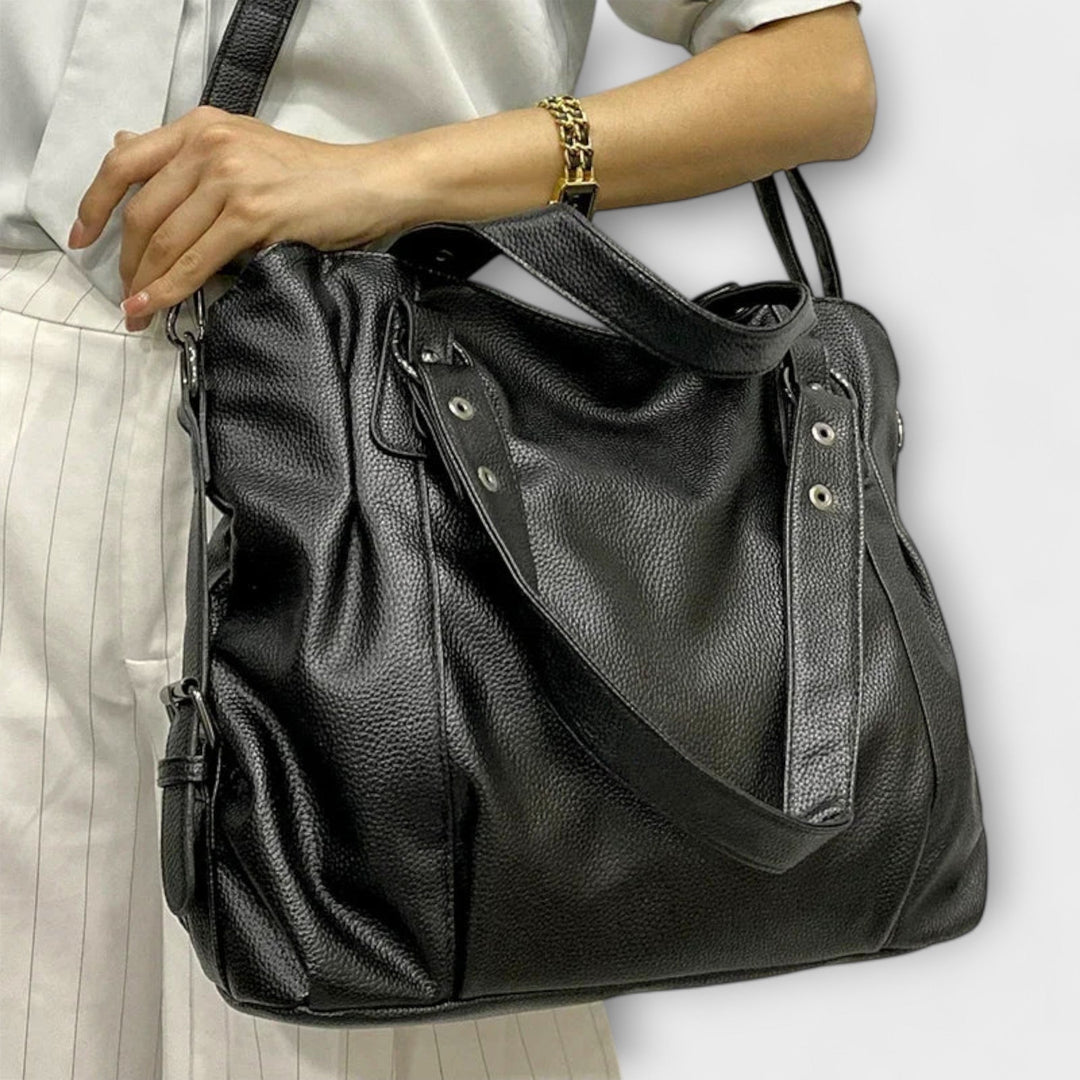 Women's Spacious Structured Leather Tote Bag with Strap (5)