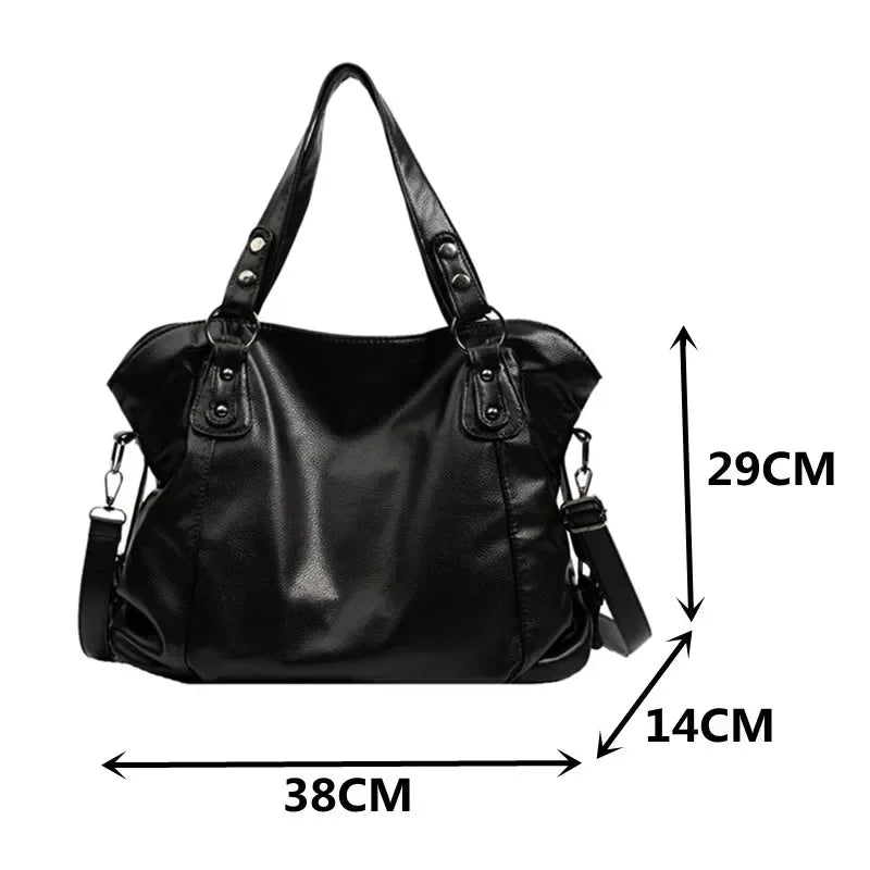 Women's Spacious Structured Leather Tote Bag with Strap (7)