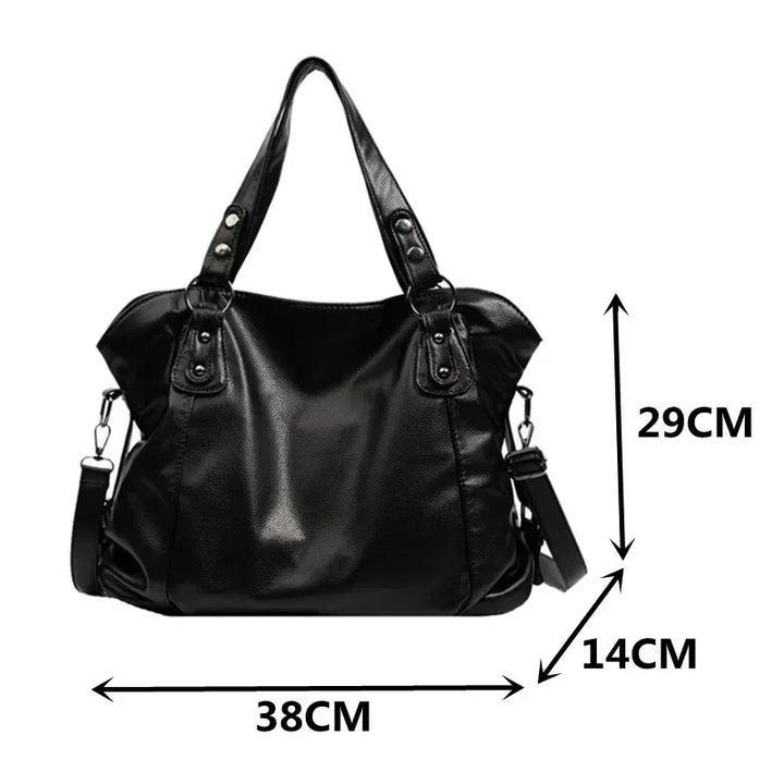 Women's Spacious Structured Leather Tote Bag with Strap (7)