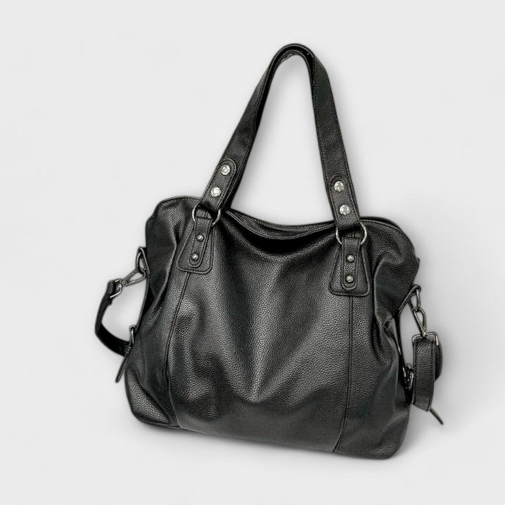 Women's Spacious Structured Leather Tote Bag with Strap (8)