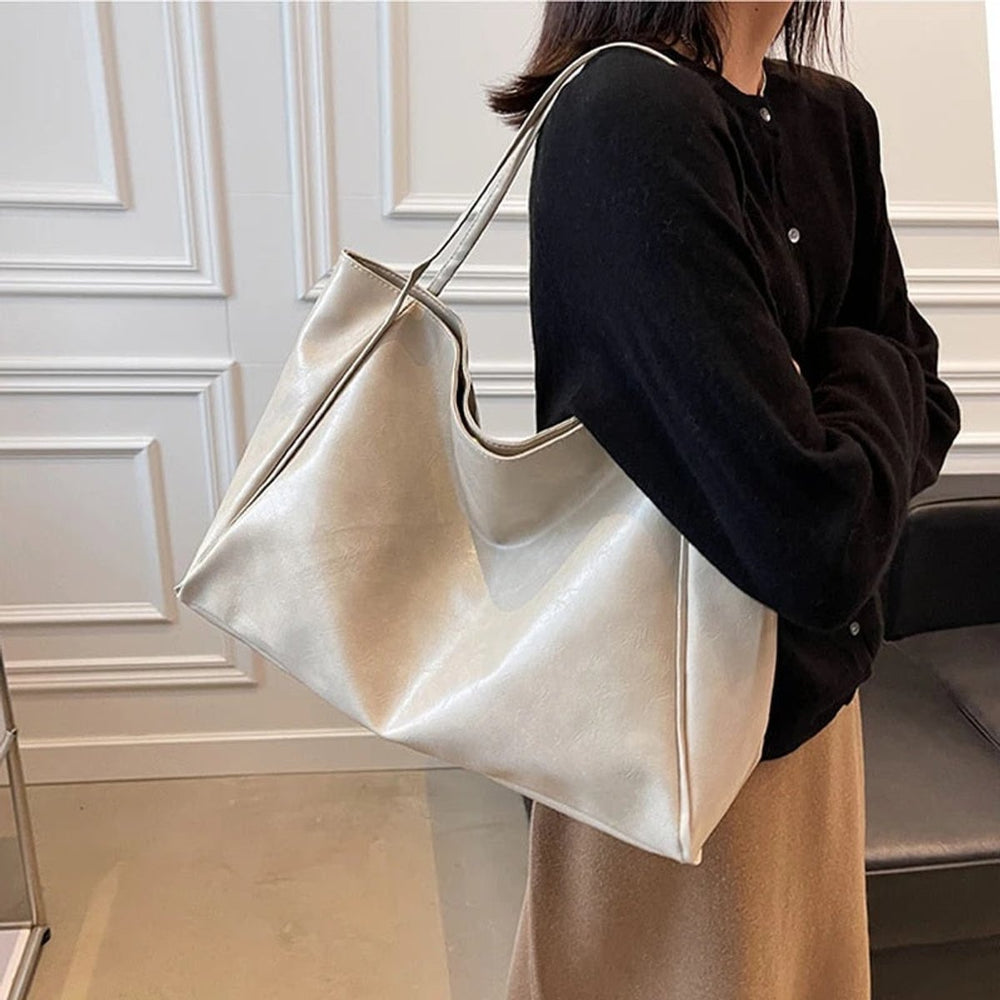 Women's Spacious Structured PU Leather Tote Bag (2)