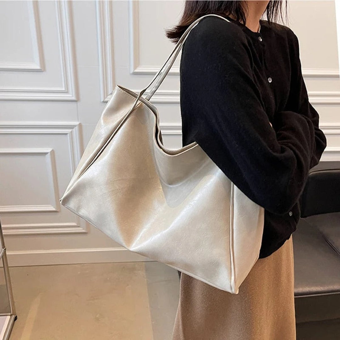 Women's Spacious Structured PU Leather Tote Bag (2)