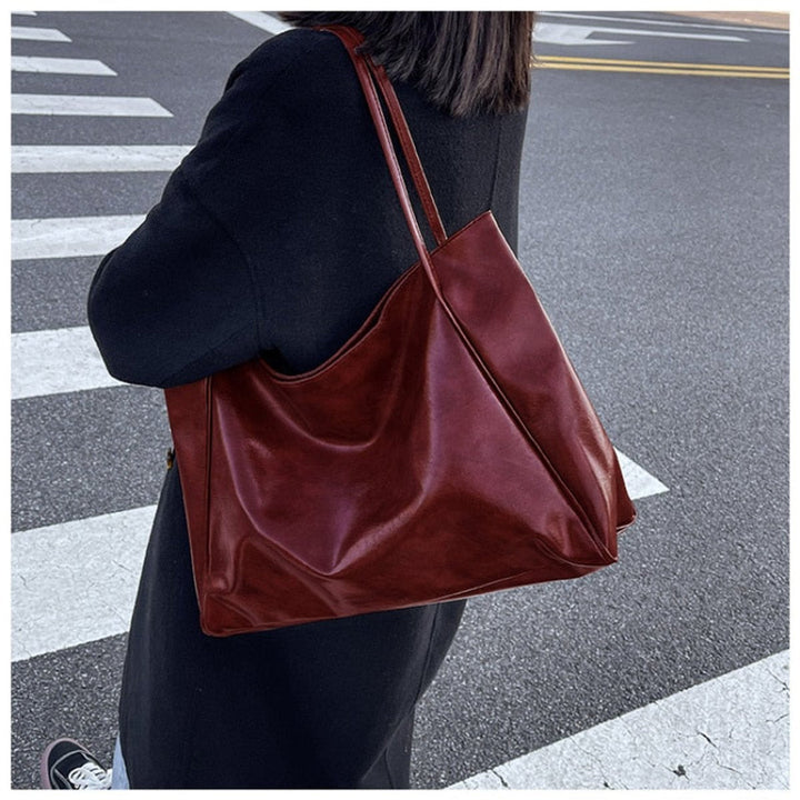 Women's Spacious Structured PU Leather Tote Bag (4)