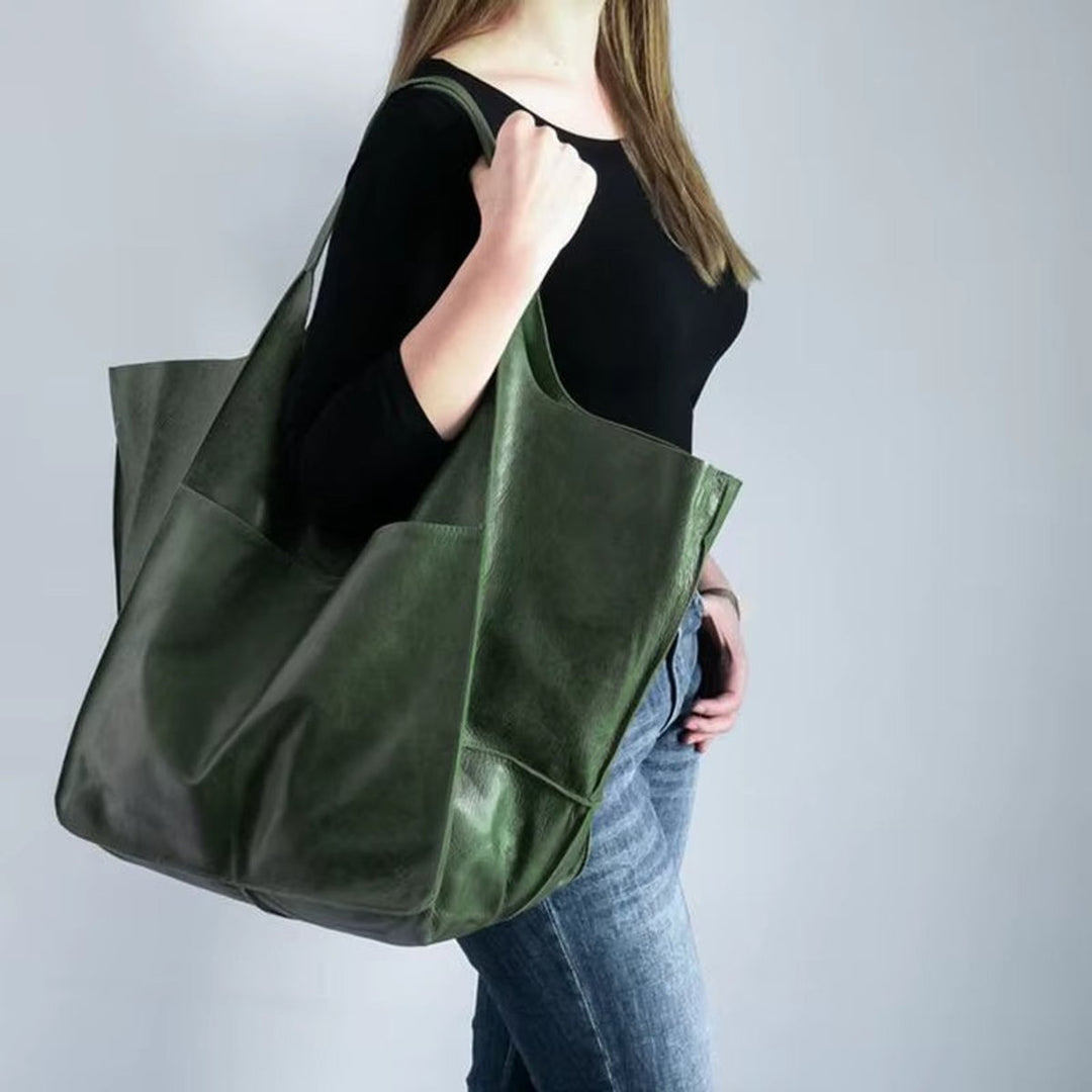 Women's Spacious Structured Vegan Leather Tote Bag