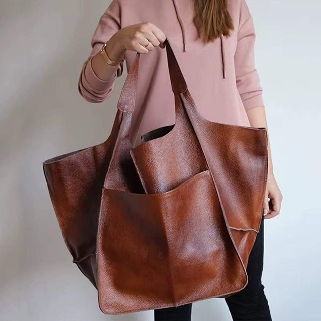 Women's Spacious Structured Vegan Leather Tote Bag (10)