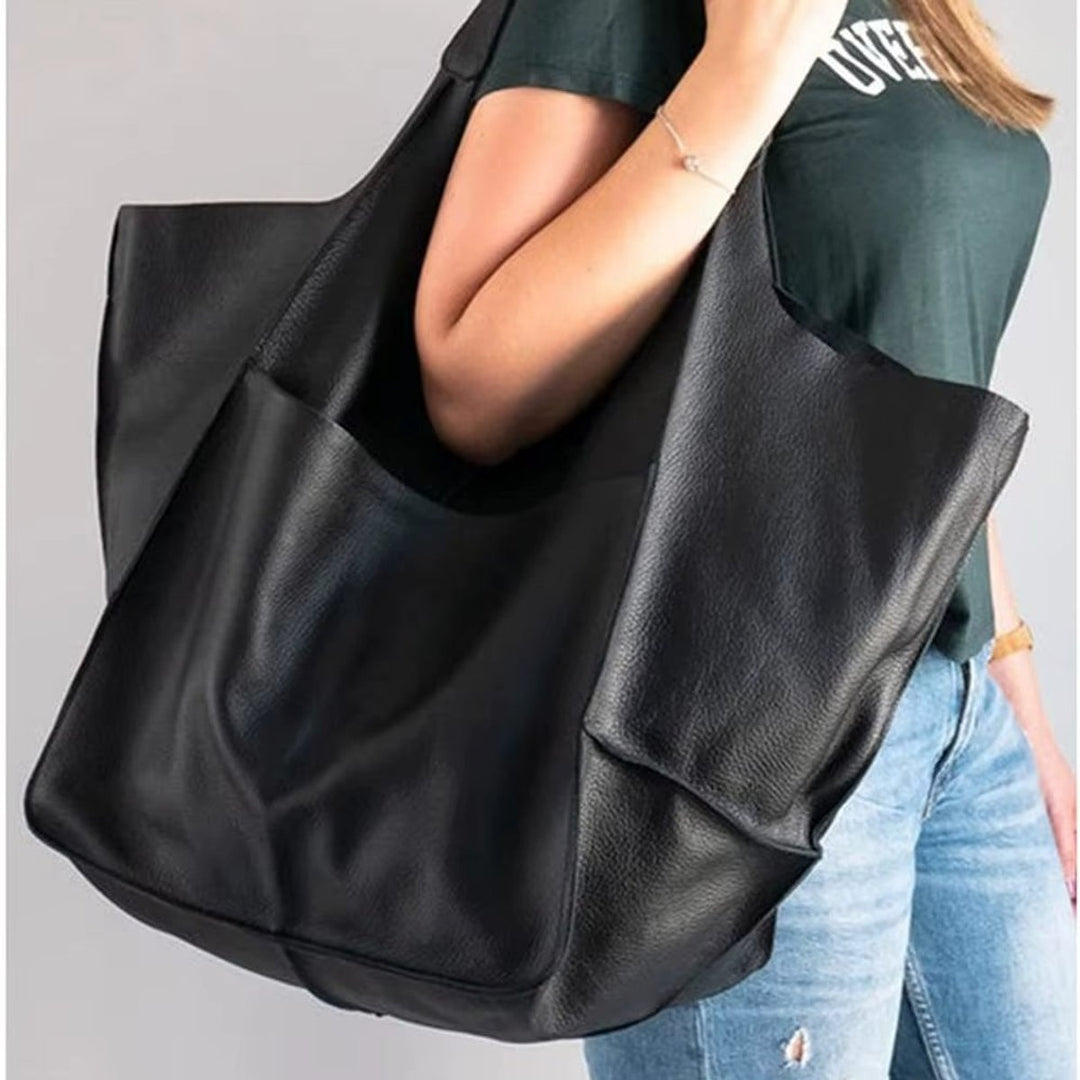 Women's Spacious Structured Vegan Leather Tote Bag (12)