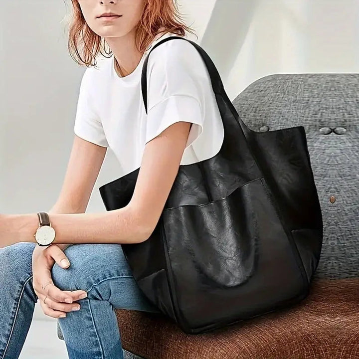 Women's Spacious Structured Vegan Leather Tote Bag (13)