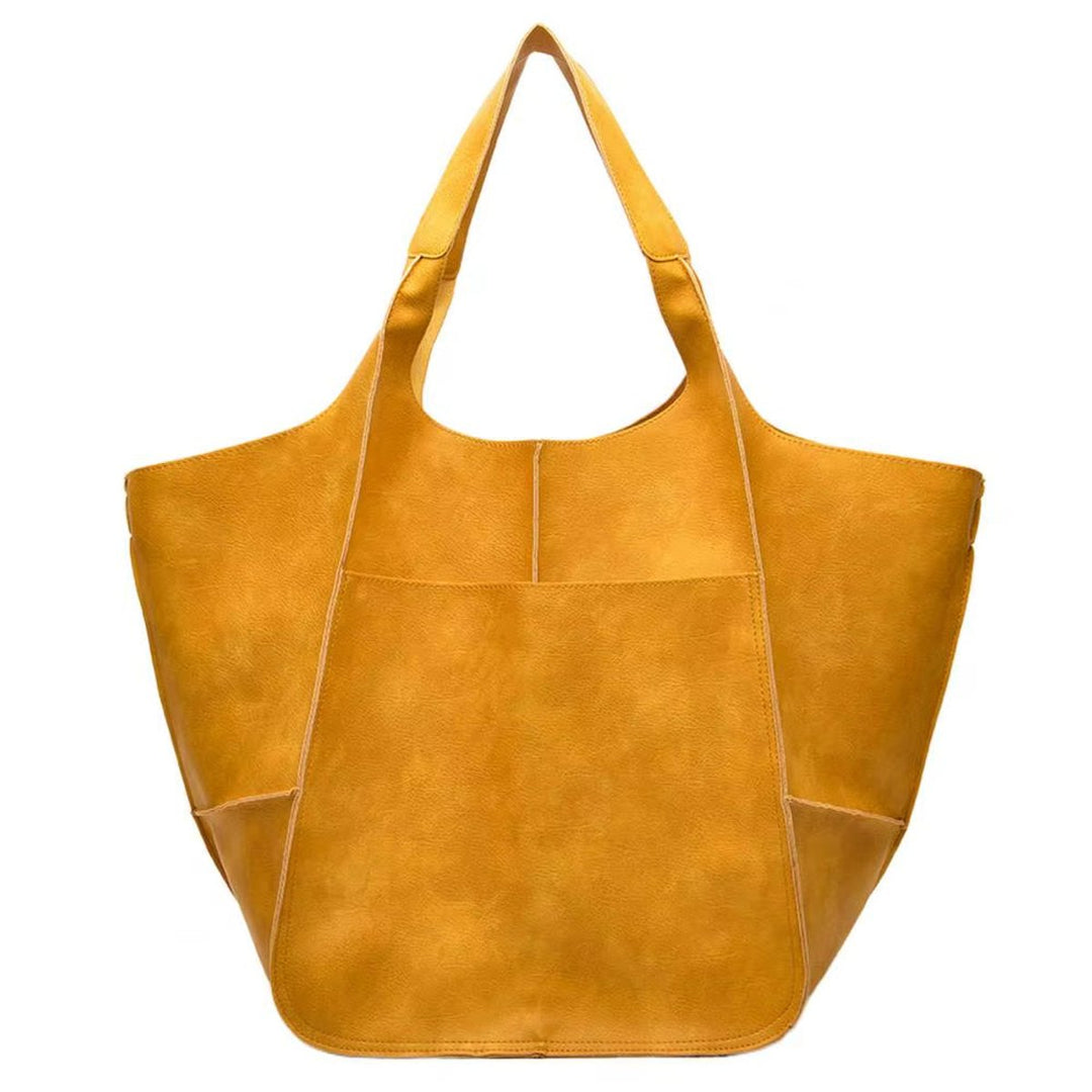 Women's Spacious Structured Vegan Leather Tote Bag (17)