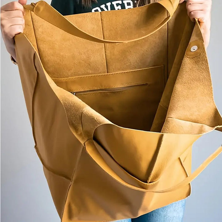Women's Spacious Structured Vegan Leather Tote Bag (4)