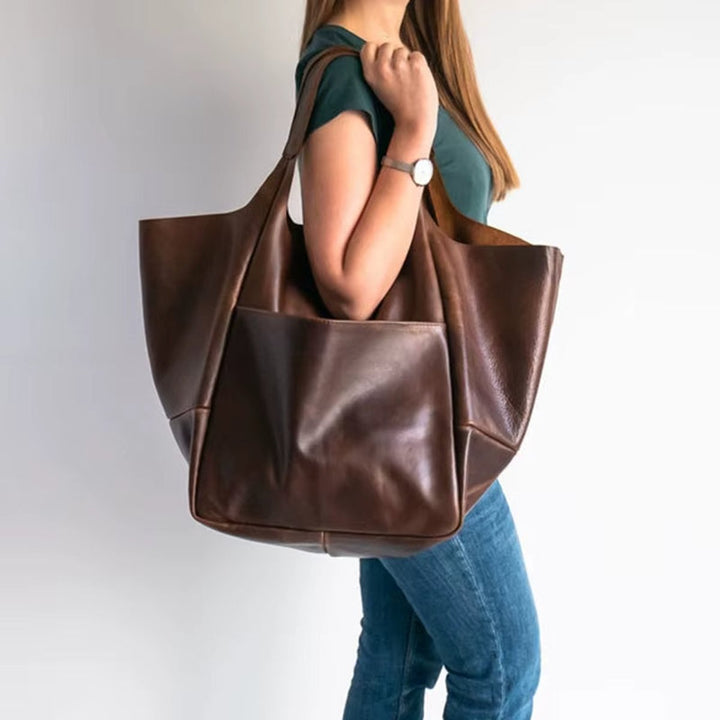 Women's Spacious Structured Vegan Leather Tote Bag (5)
