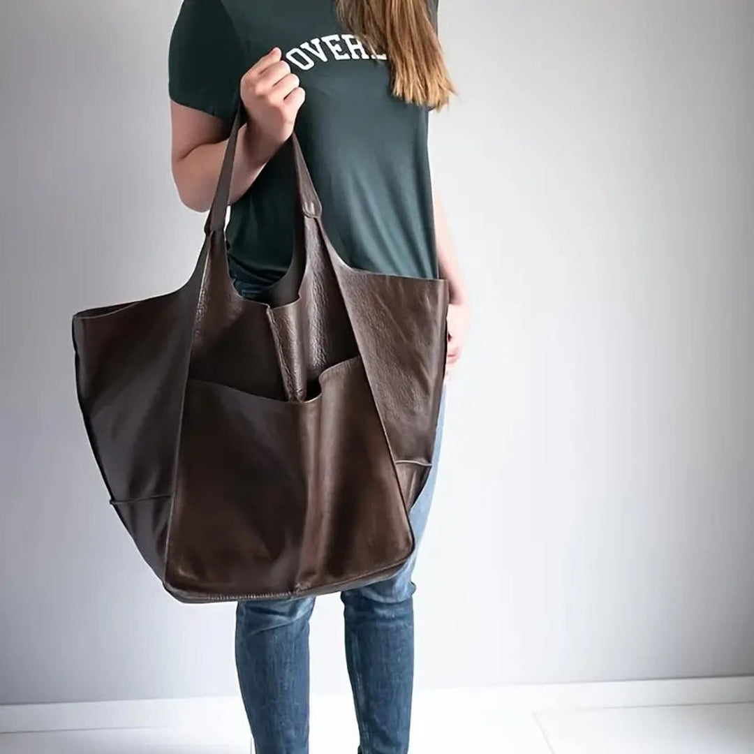 Women's Spacious Structured Vegan Leather Tote Bag (6)