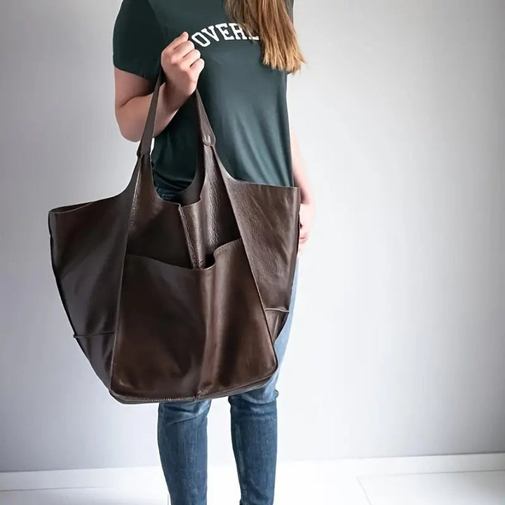 Women's Spacious Structured Vegan Leather Tote Bag (6)