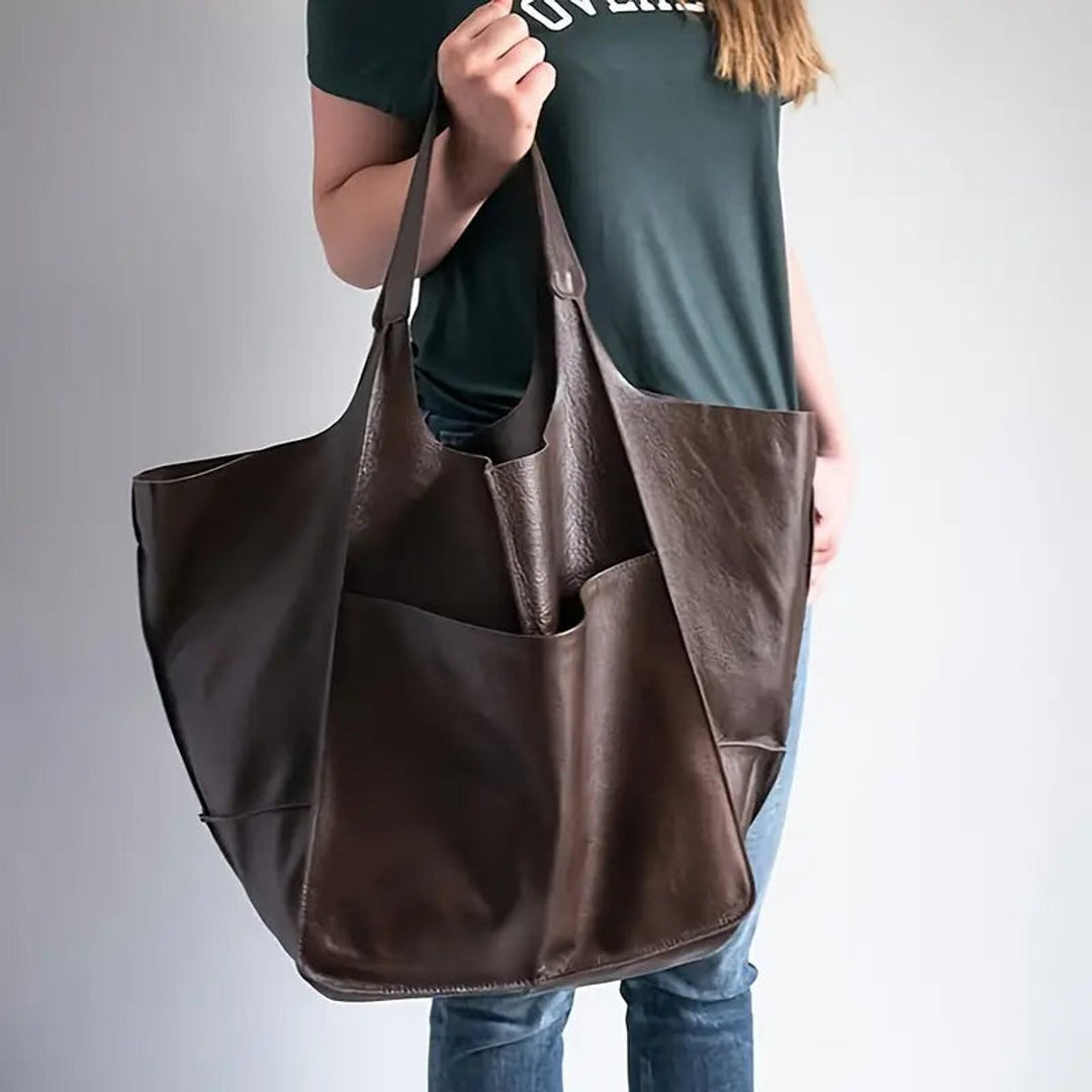 Women's Spacious Structured Vegan Leather Tote Bag (7)