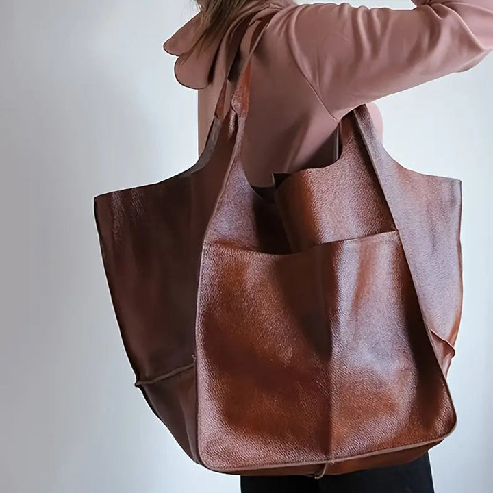 Women's Spacious Structured Vegan Leather Tote Bag (8)