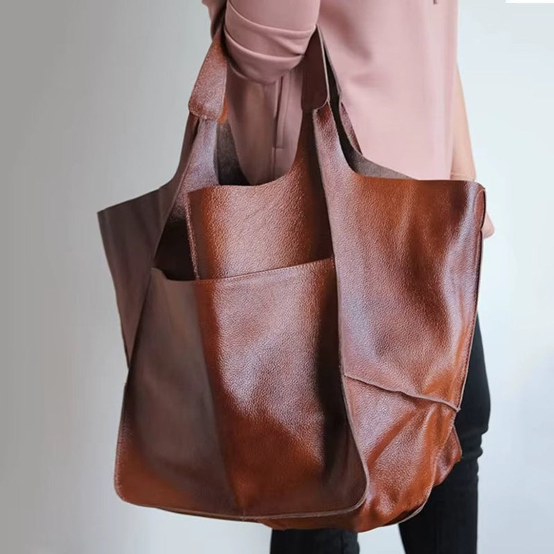 Women's Spacious Structured Vegan Leather Tote Bag (9)