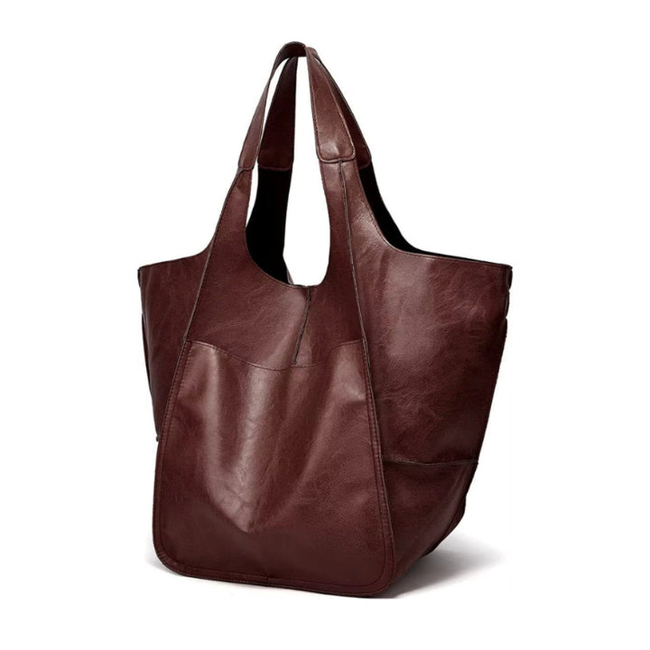 Women's Spacious Structured Vegan Leather Tote Bag in Espresso