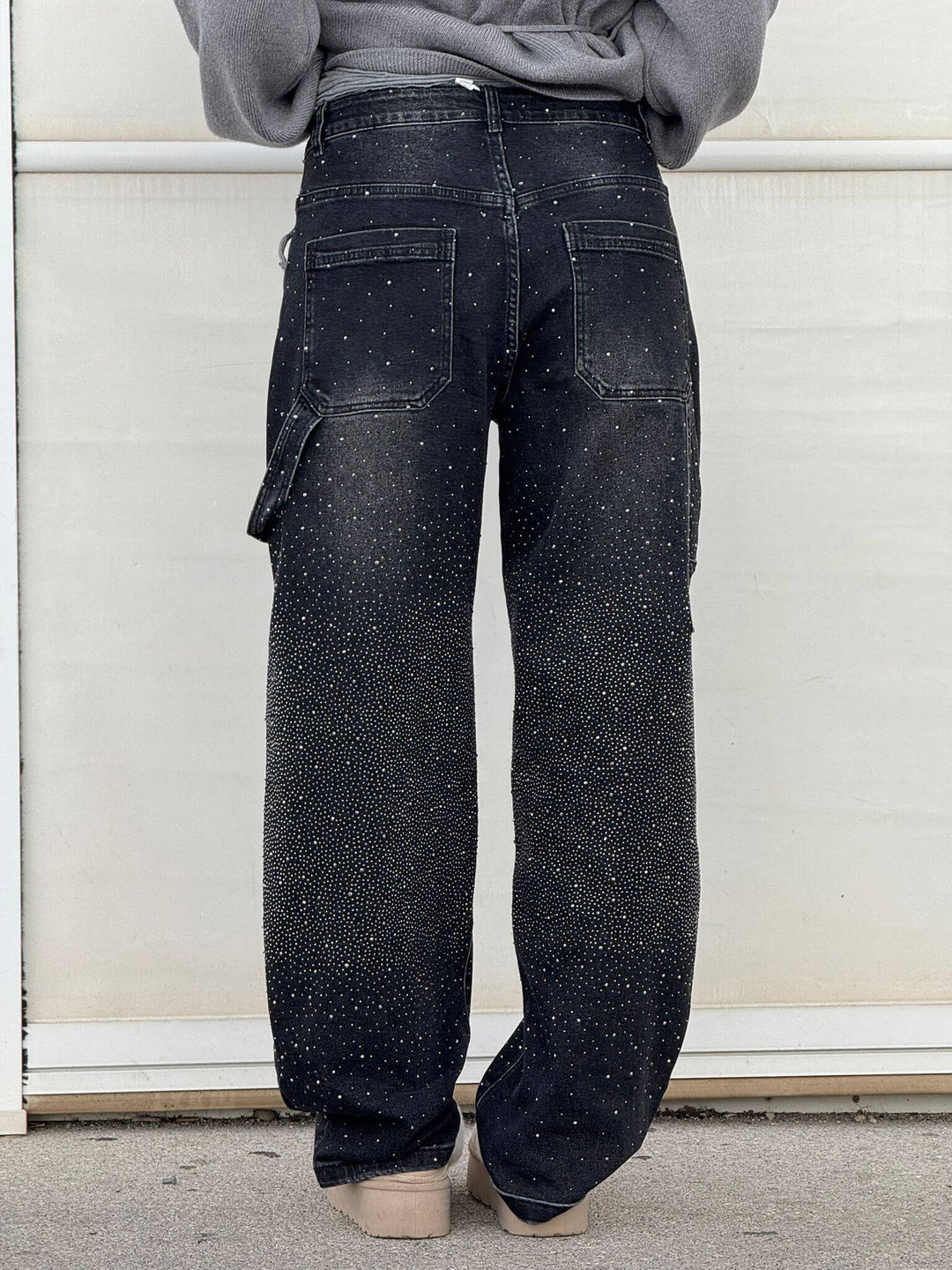 Women's Sparkling Carpenter-Style Jeans in Black 2