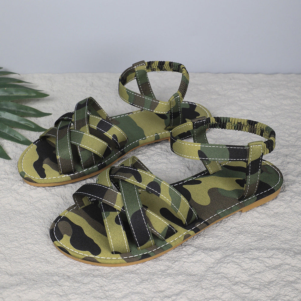 Women's Strappy Leather Sandals for Summer in Olive