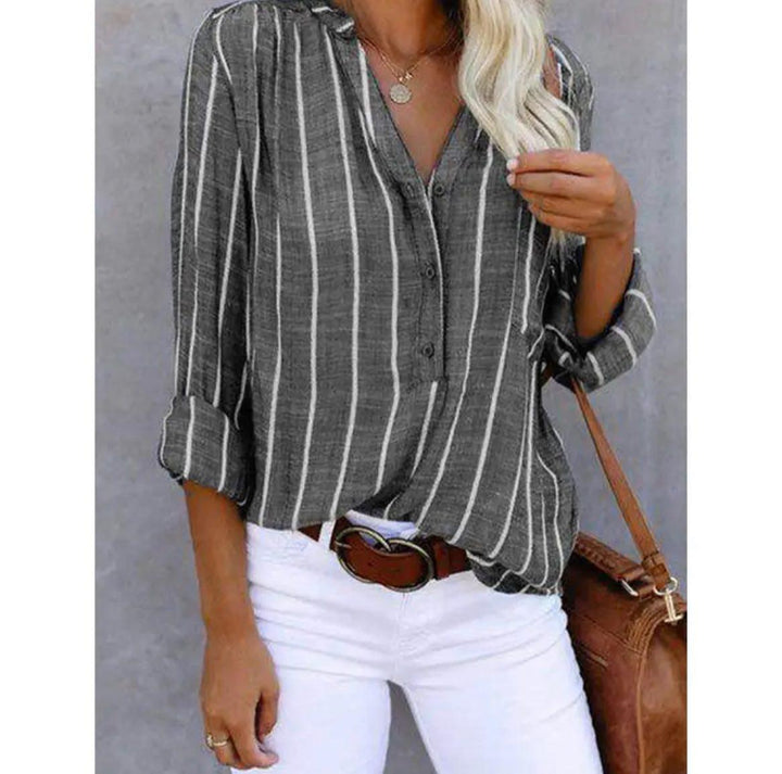 Women's Striped Linen Blouse for Summer (2)