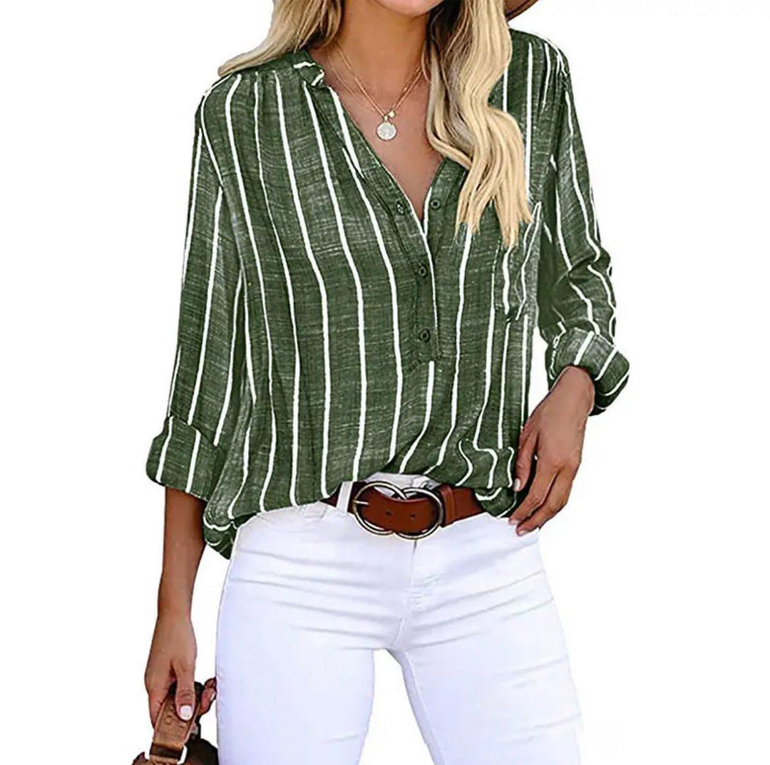 Women's Striped Linen Blouse for Summer (3)