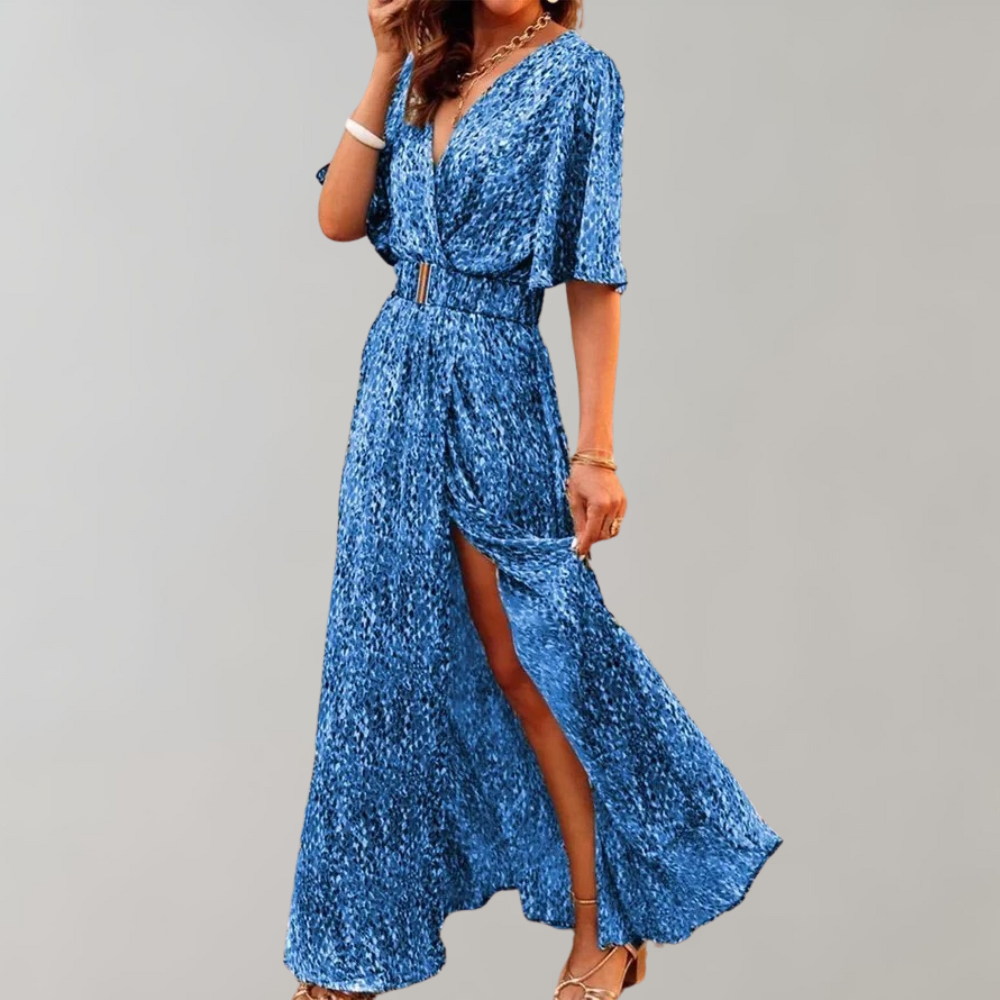 Women's Summer Maxi Dress for Wedding Guests in Blue