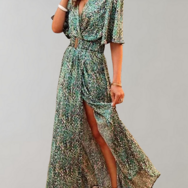 Women's Summer Maxi Dress for Wedding Guests in Green
