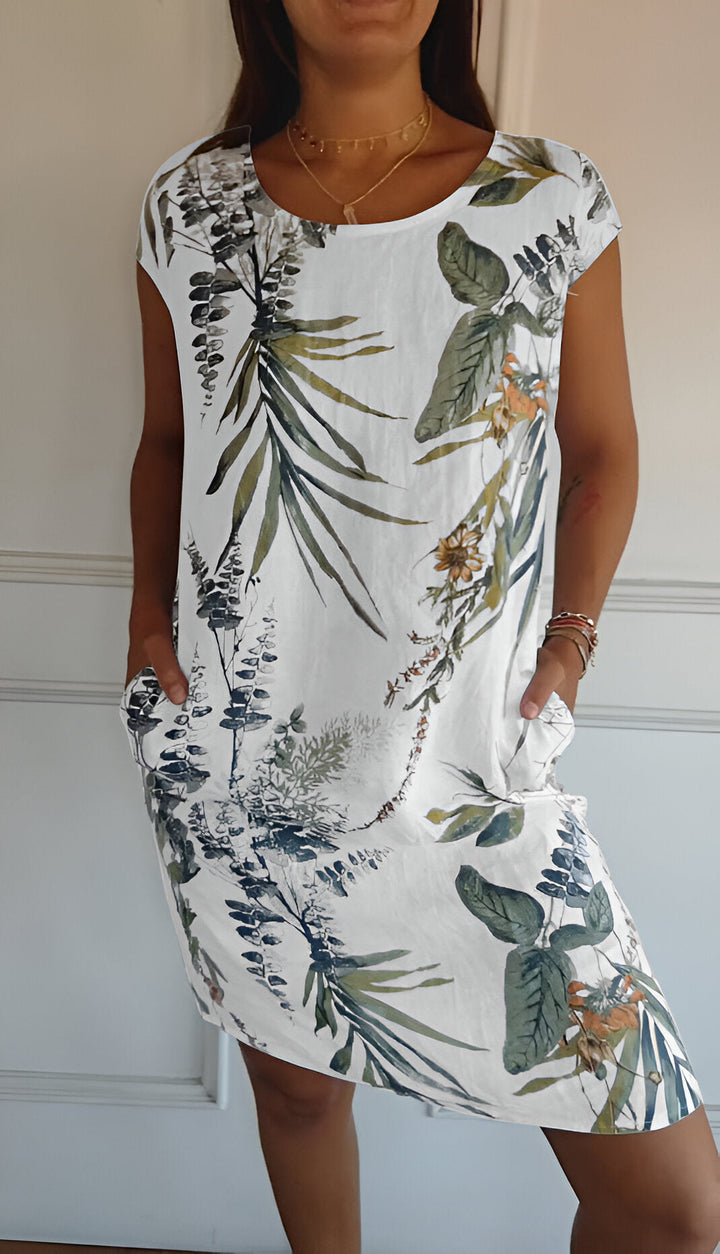 Women's Summer Maxi Dress in Weiß und Grün