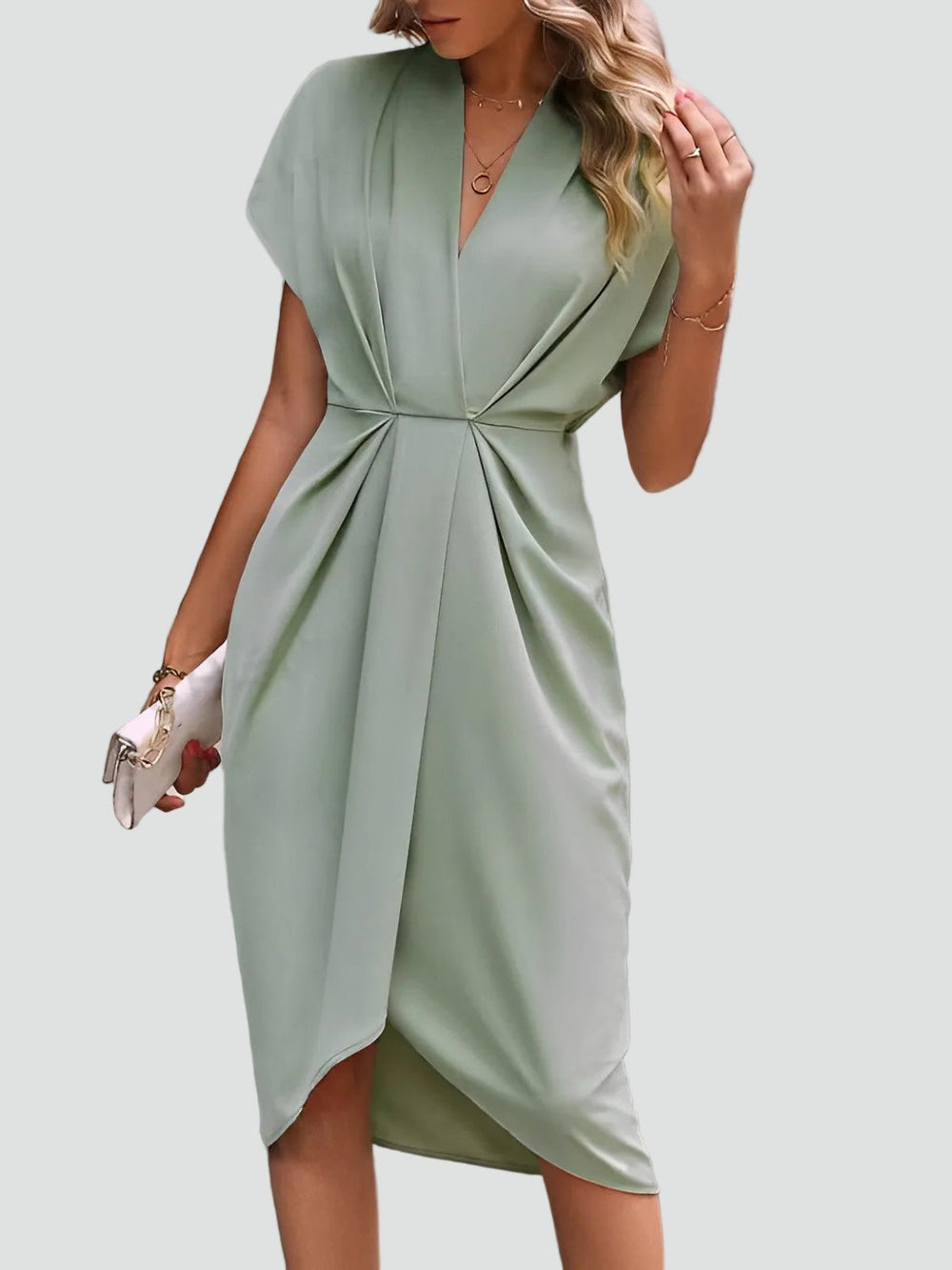 Women's Summer Midi Wrap Dress in Lichtgroen
