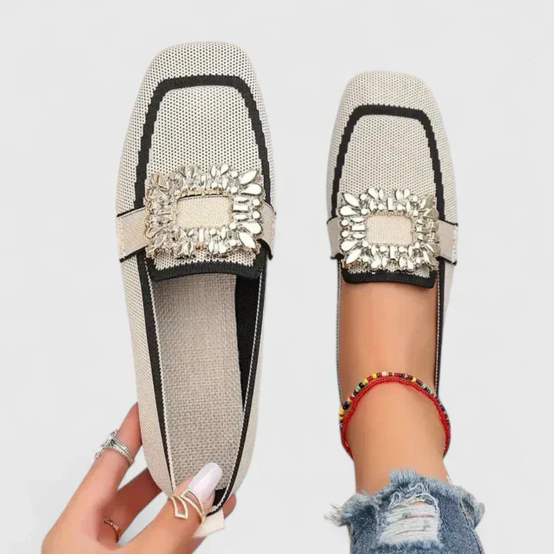 Women's Summer Slip-On Loafer with Buckle in Beige