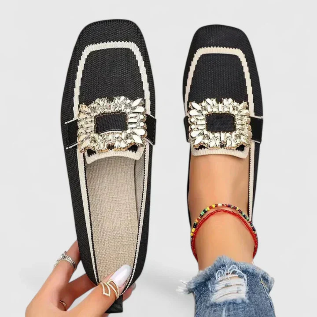 Women's Summer Slip-On Loafer with Buckle in Black