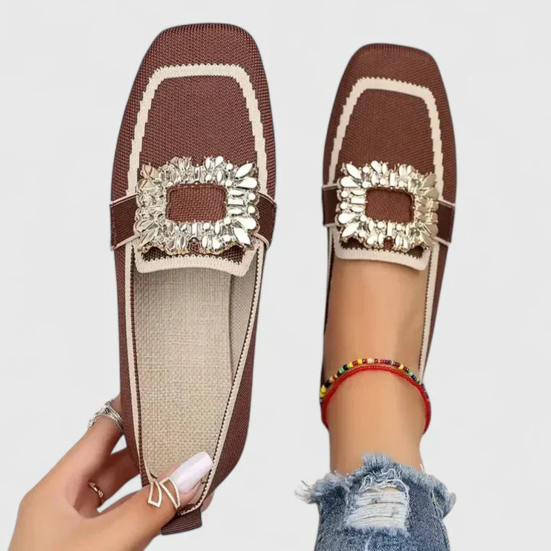 Women's Summer Slip-On Loafer with Buckle in Brown