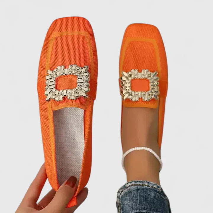 Women's Summer Slip-On Loafer with Buckle in Orange
