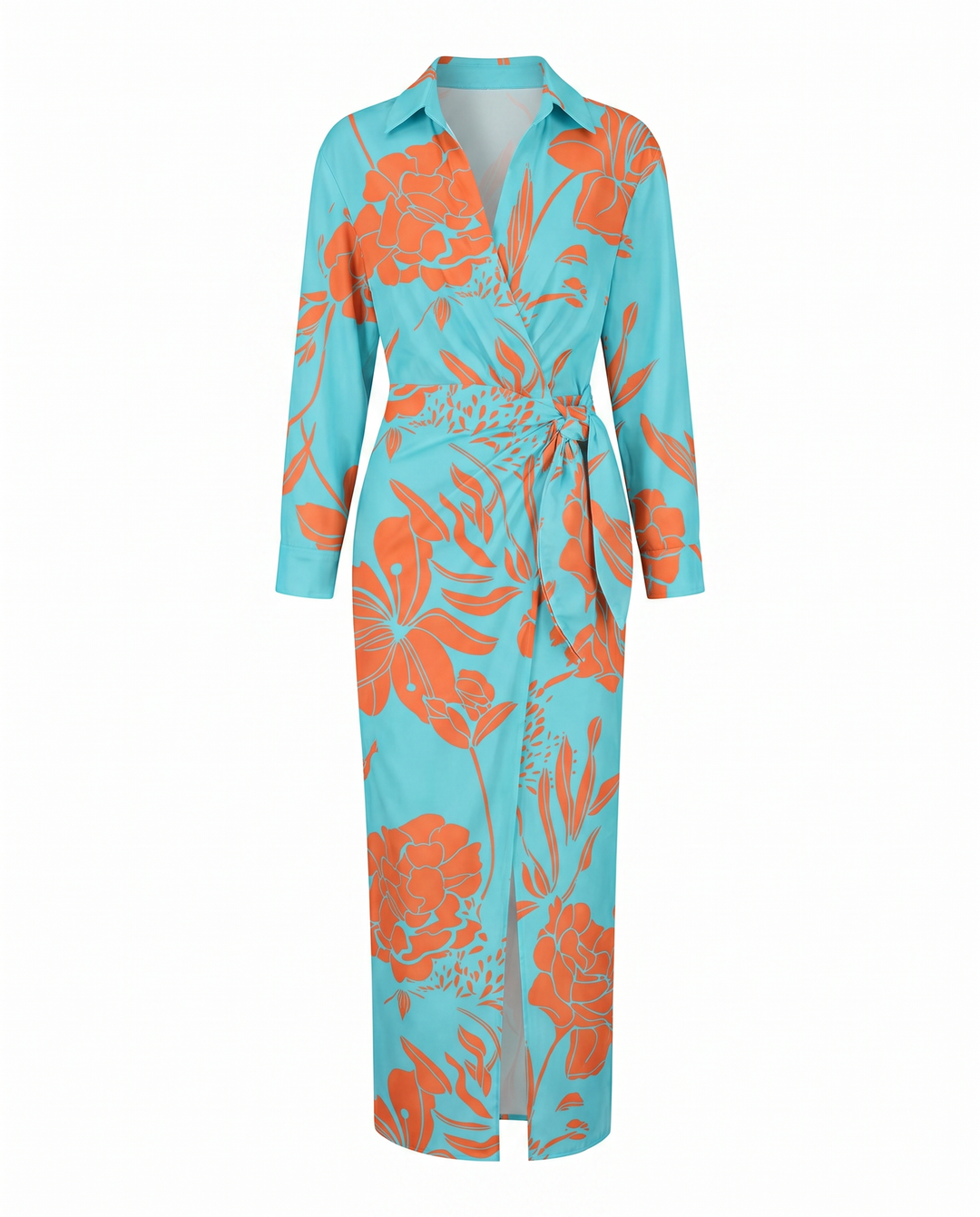 Women's Summer Wrap Maxi Dress in Light Blue 3