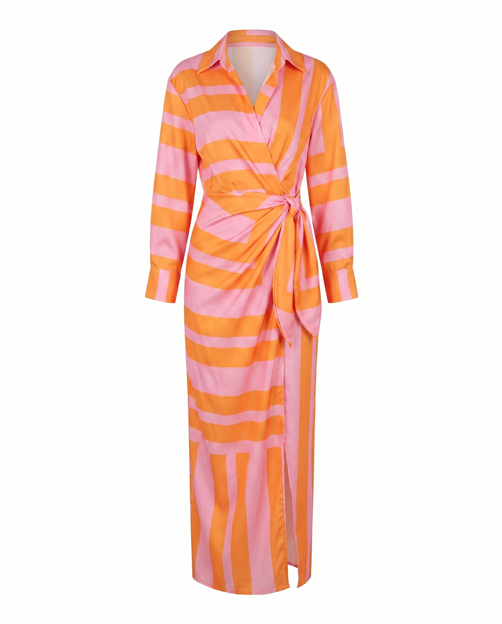 Women's Summer Wrap Maxi Dress in Orange 2