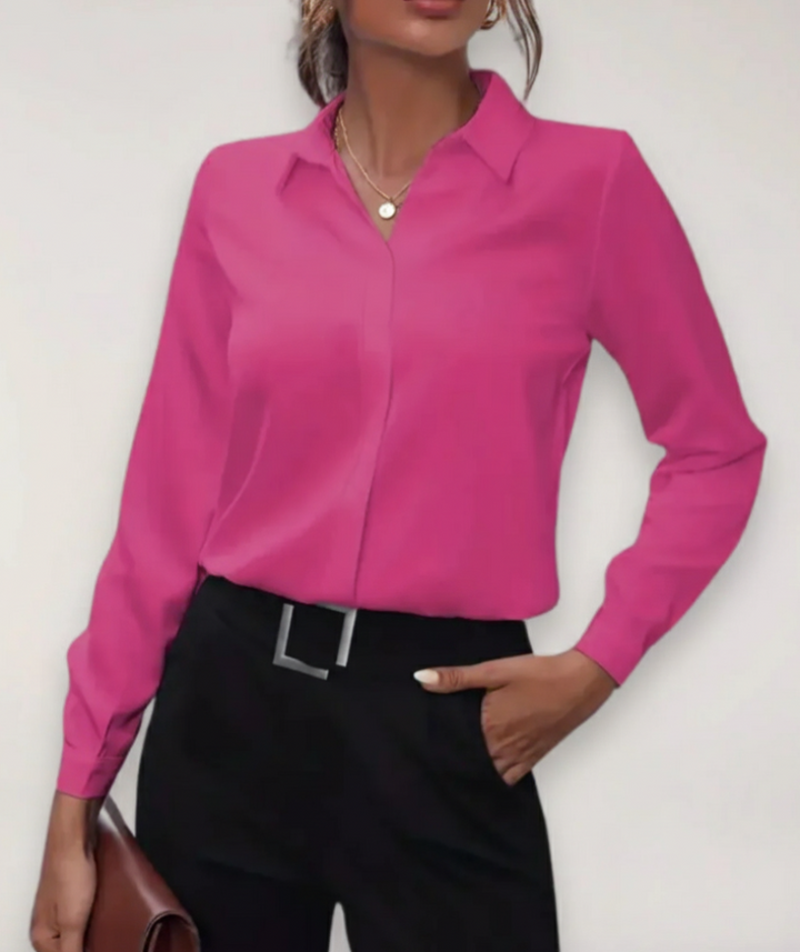 Women's Tailored Spring Office Blouse in Knallrosa
