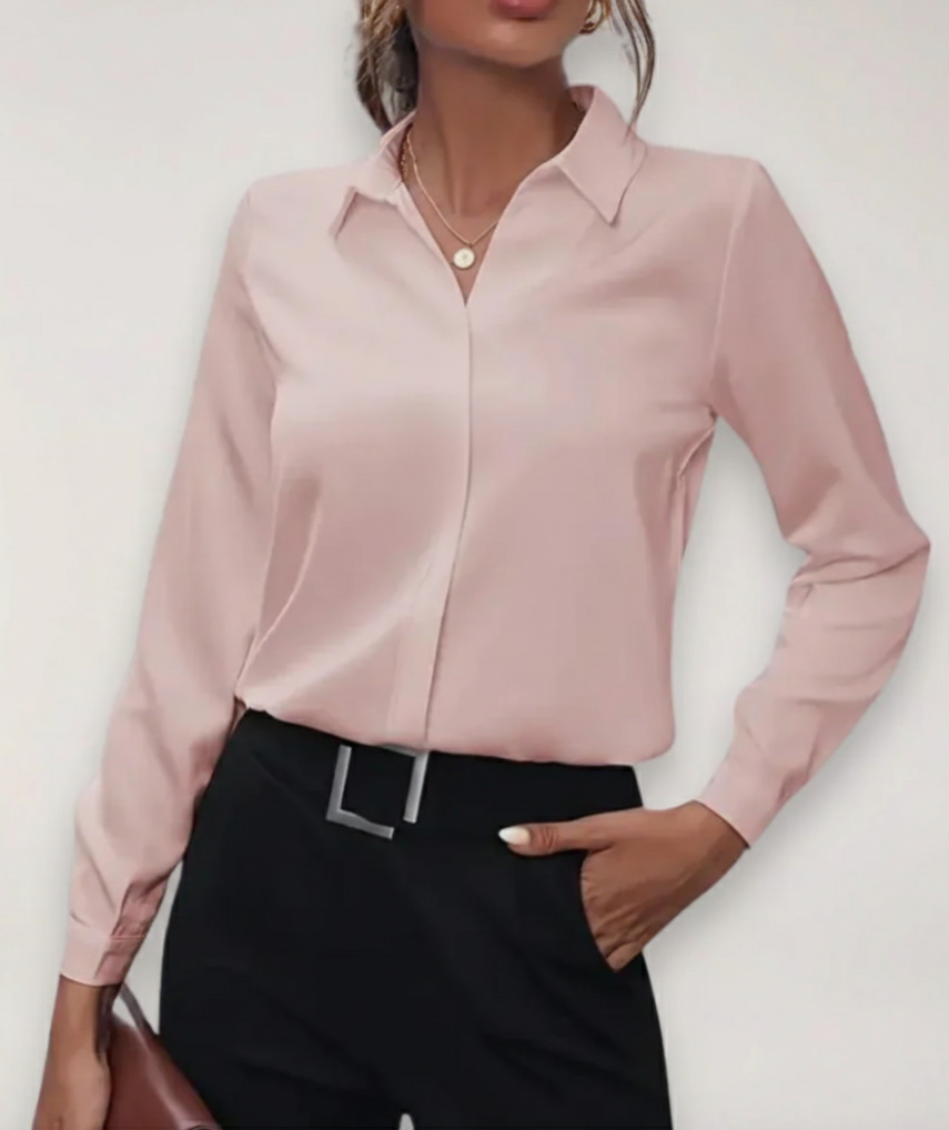Women's Tailored Spring Office Blouse in Pink