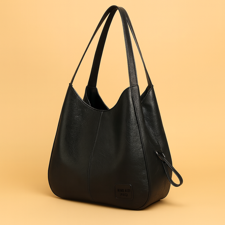 Women's Textured Vintage Leather Crossbody Bag in Black