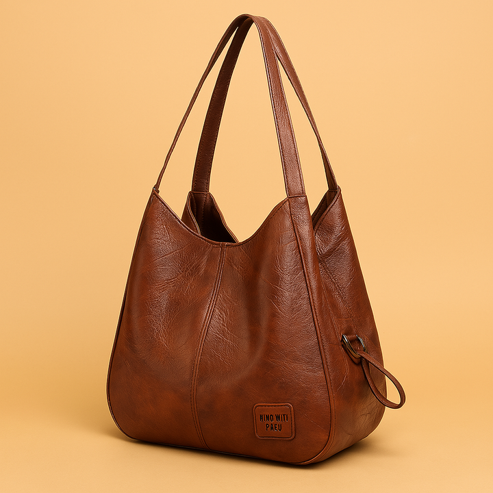 Women's Textured Vintage Leather Crossbody Bag in Brown