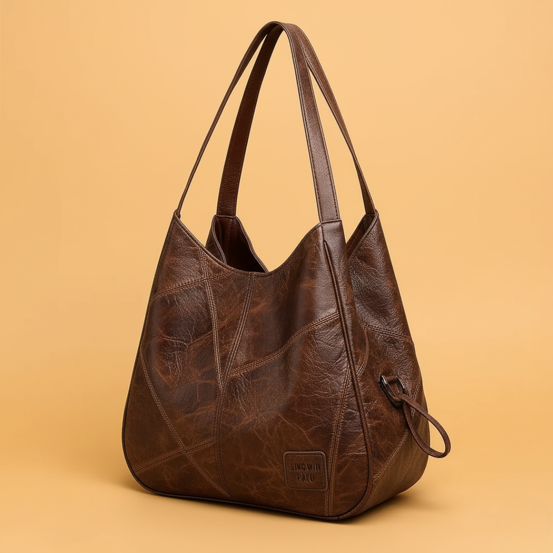 Women's Textured Vintage Leather Crossbody Bag in Coffee